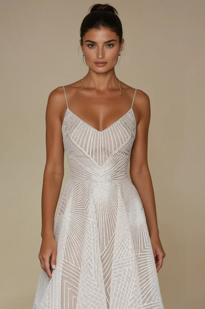 Abito Donna Linea A con Paillettes Geometriche