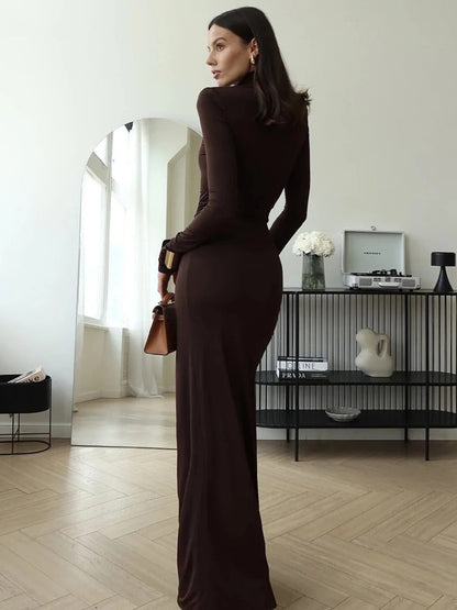 Abito Lungo Donna Aderente con Ruché