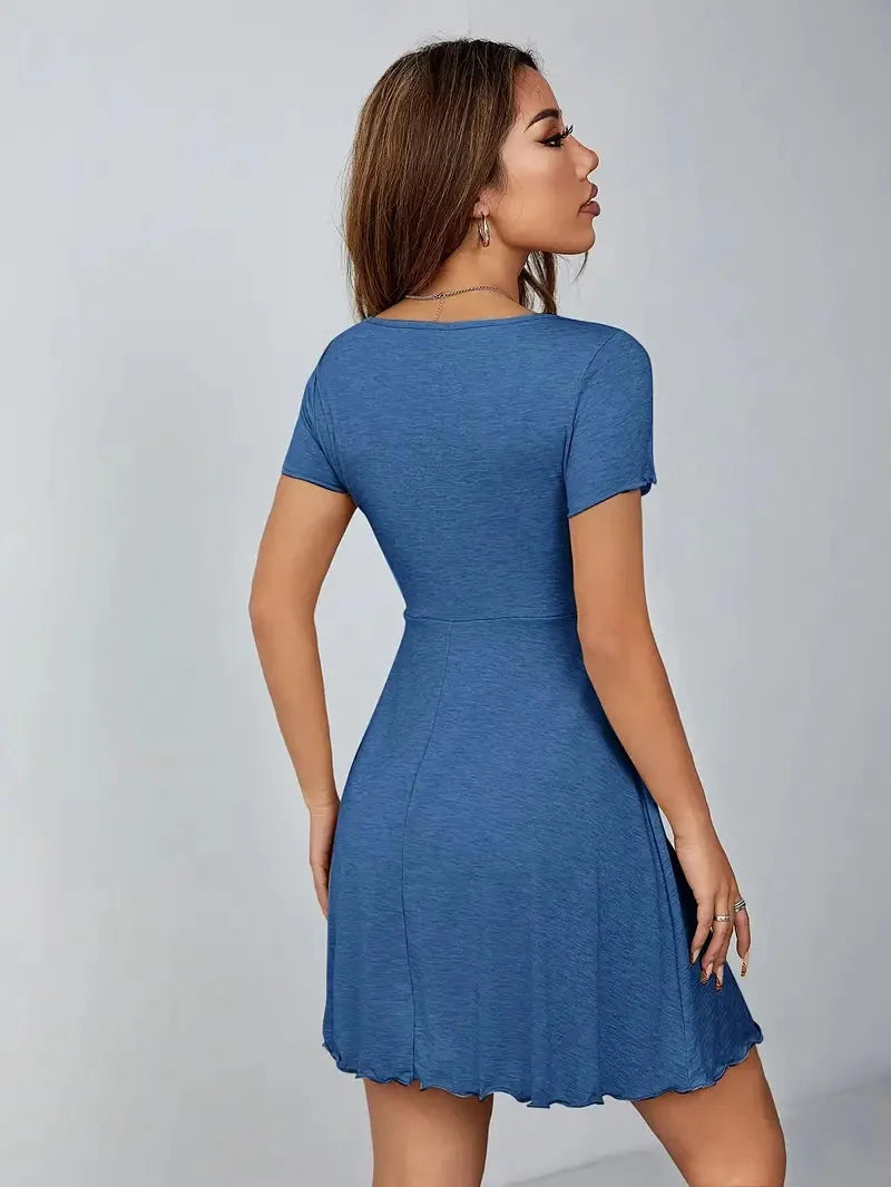 Abito Corto Donna con Nodo Frontale
