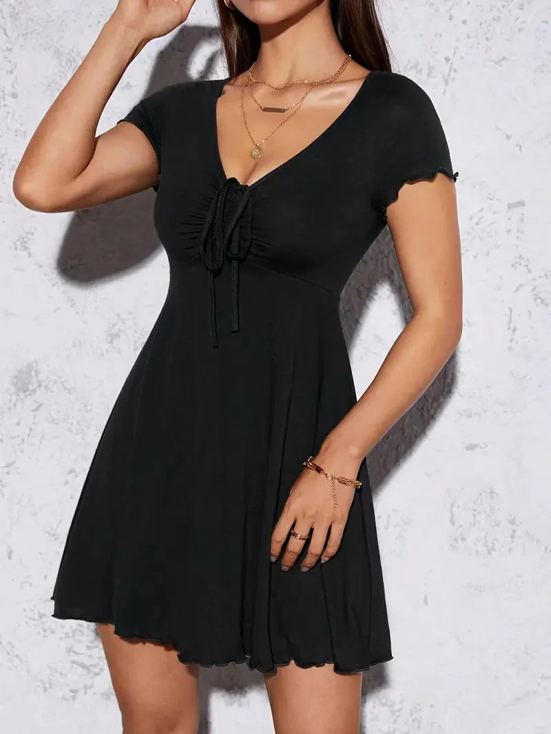 Abito Corto Donna con Nodo Frontale