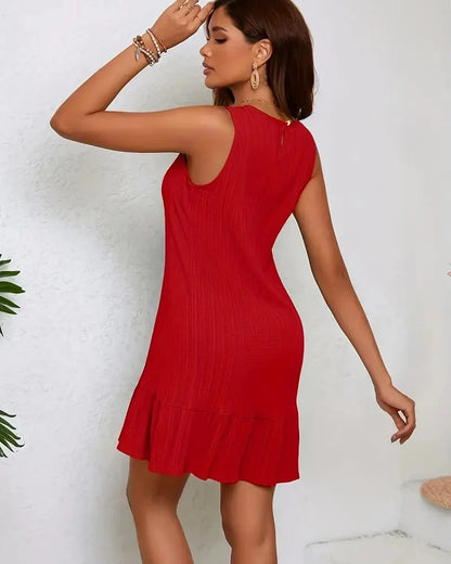 Abito Corto Donna Scollo Tondo e Maniche Corte