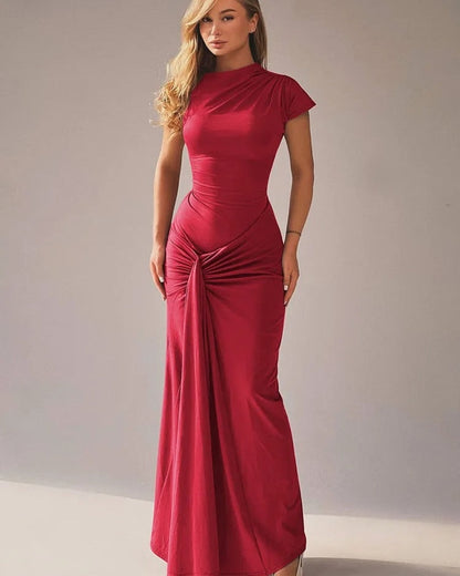 Abito Lungo Donna Drappeggiato Fluido