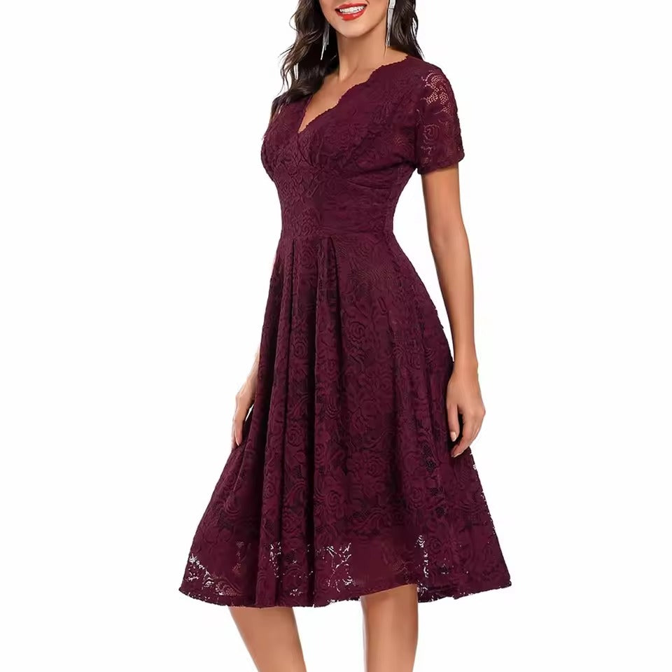 Abito Midi Donna in Pizzo Ricamato