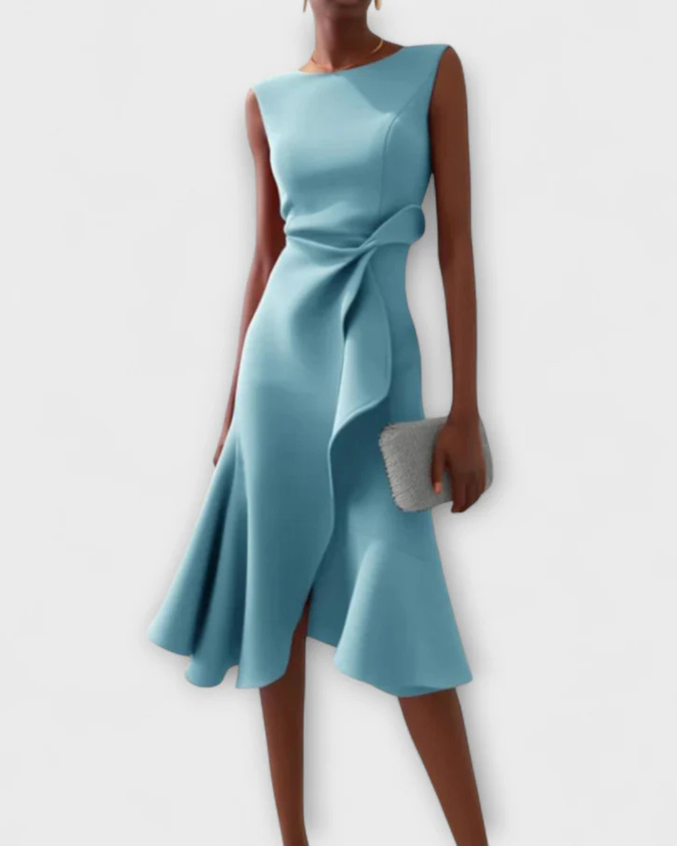 Abito Midi Donna Drappeggiato Asimmetrico