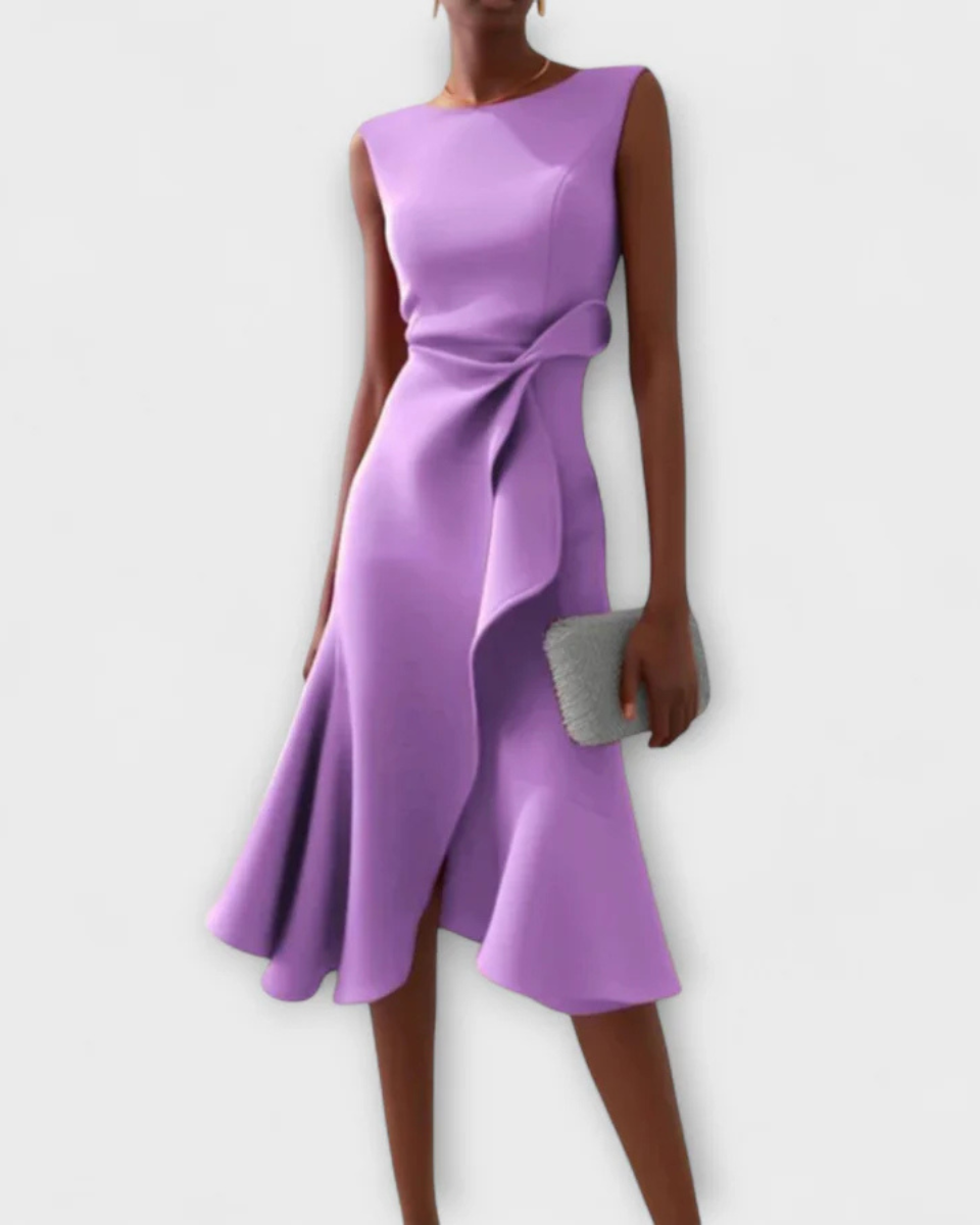 Abito Midi Donna Drappeggiato Asimmetrico