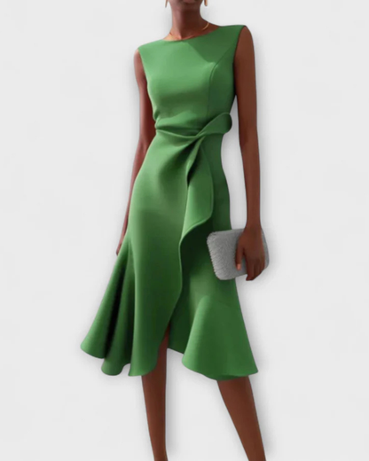 Abito Midi Donna Drappeggiato Asimmetrico