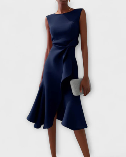 Abito Midi Donna Drappeggiato Asimmetrico