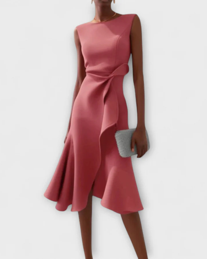Abito Midi Donna Drappeggiato Asimmetrico