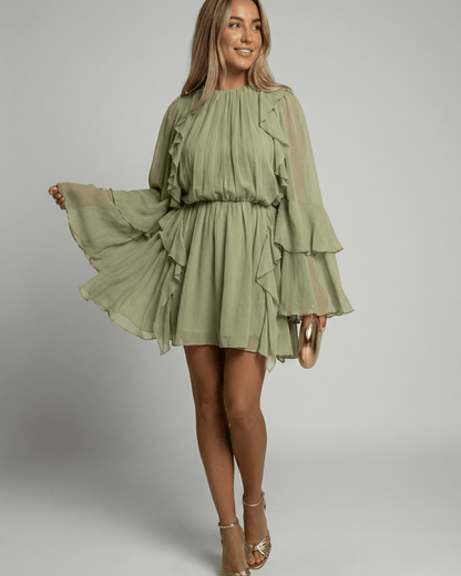 Abito Corto Donna in Chiffon Plissettato