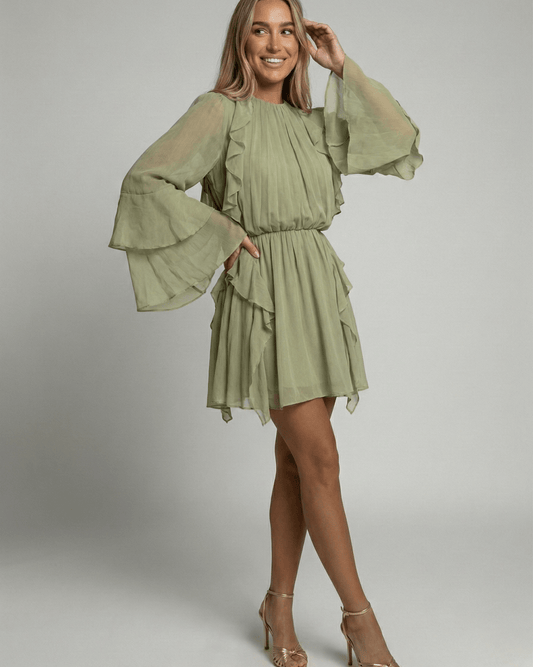 Abito Corto Donna in Chiffon Plissettato