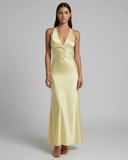 Abito Lungo Donna Smanicato Limone