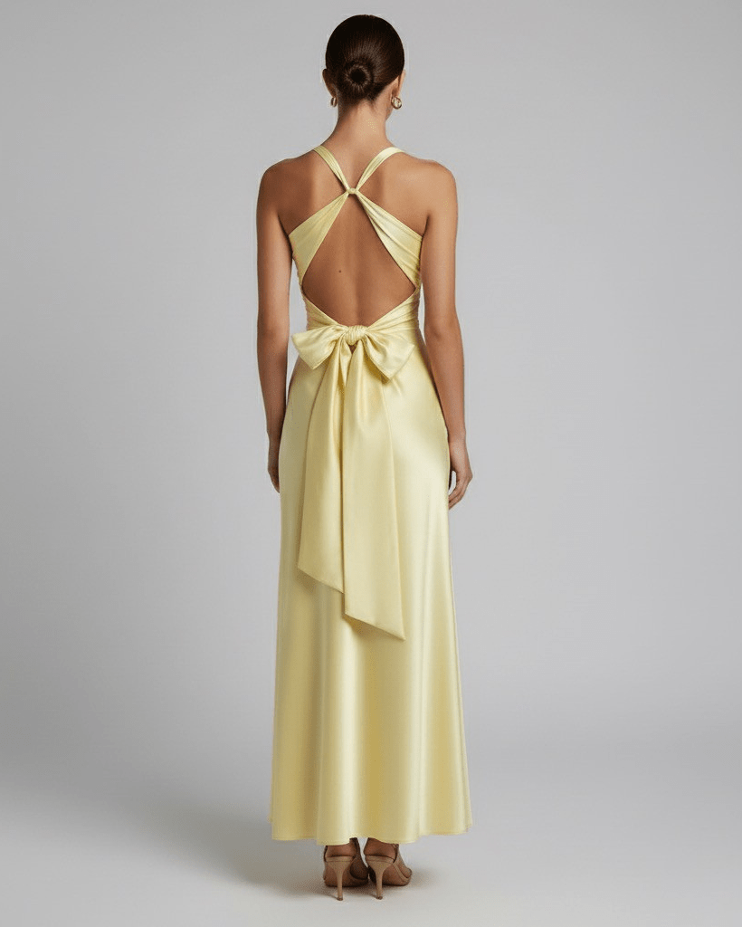 Abito Lungo Donna Smanicato Limone