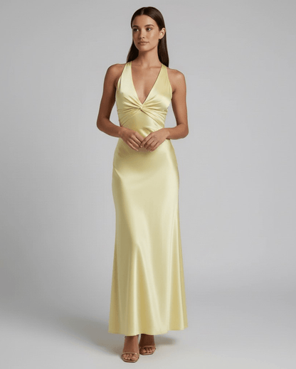 Abito Lungo Donna Smanicato Limone