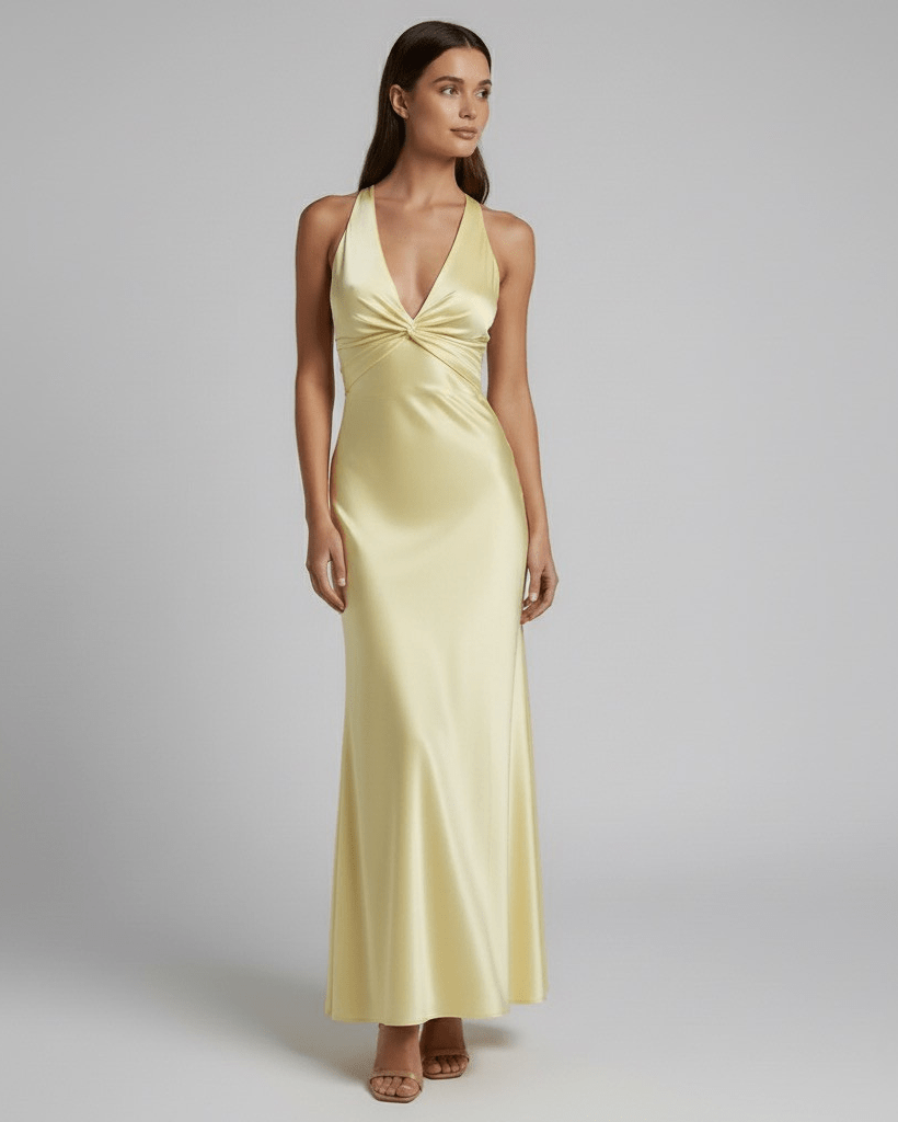 Abito Lungo Donna Smanicato Limone