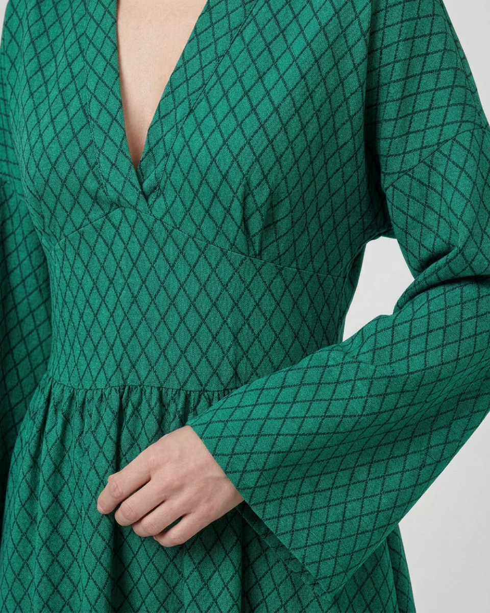 Abito Lungo Donna Stampa Geometrica
