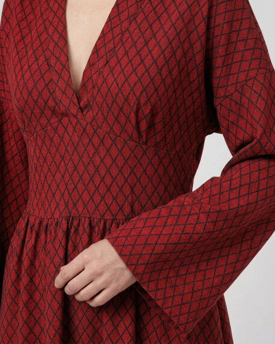 Abito Lungo Donna Stampa Geometrica