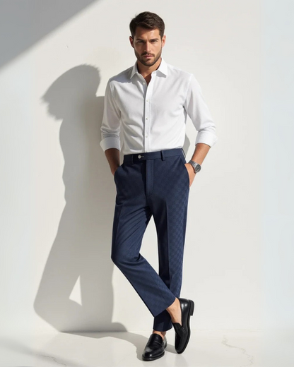 Pantaloni Uomo Su Misura Eleganti Silhouette Pulita Drappeggio