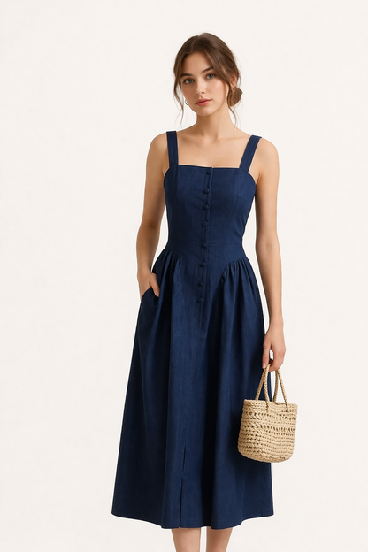 Abito Midi Donna Estivo con Spalline
