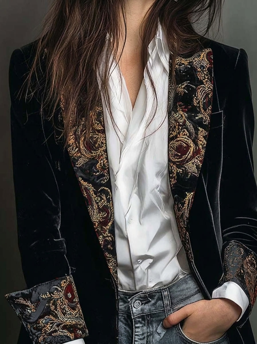 Marta | Blazer Donna Aderente con Stampa Barocca
