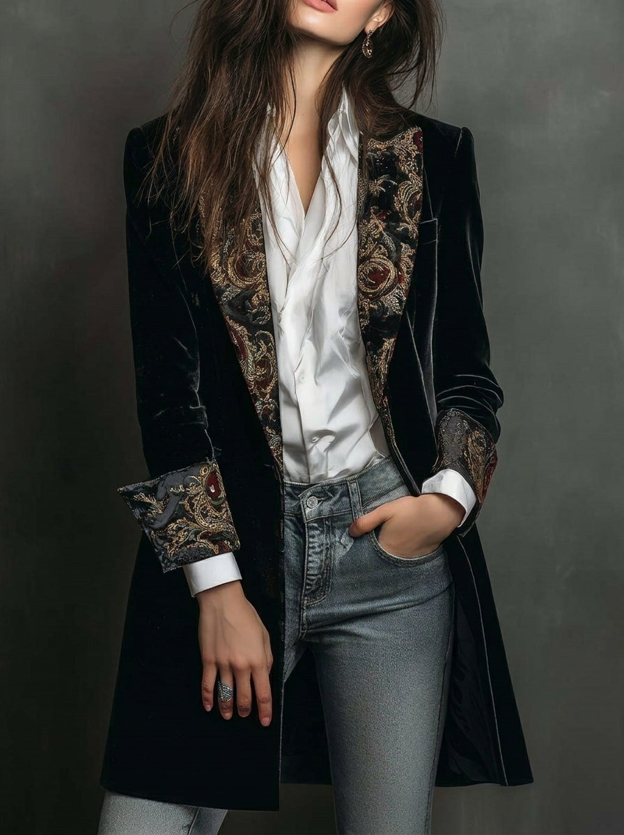 Marta | Blazer Donna Aderente con Stampa Barocca
