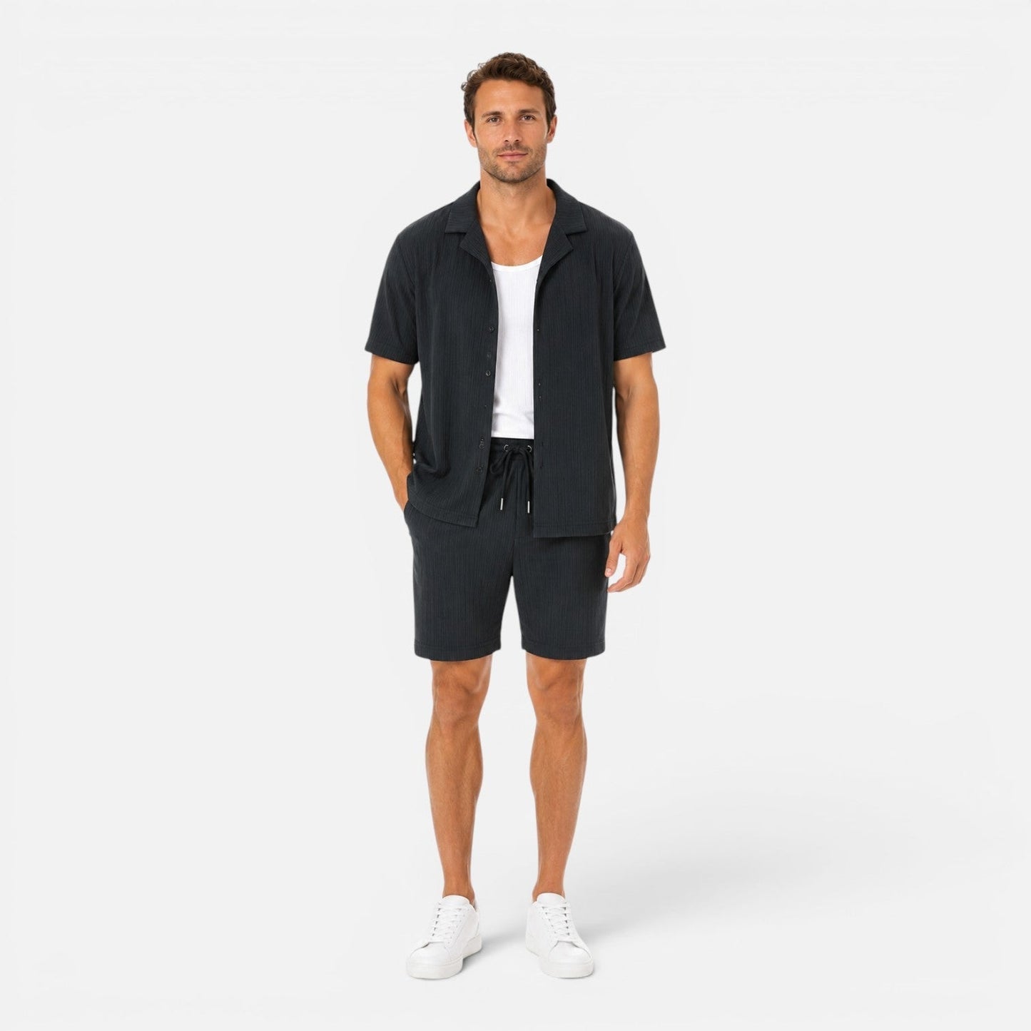 Completo Uomo Camicia Texturizzata e Shorts Leggero