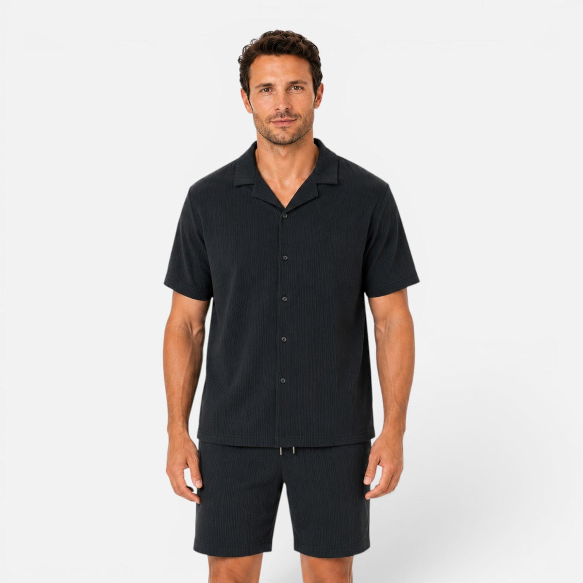 Completo Uomo Camicia Texturizzata e Shorts Leggero