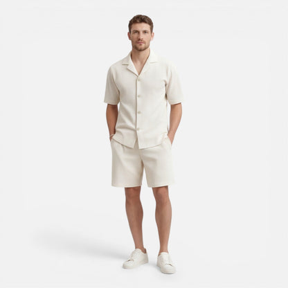 Completo Uomo in Velluto a Coste Camicia e Shorts Estivo