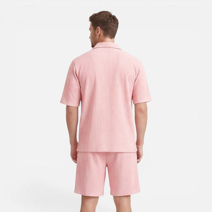 Completo Uomo in Velluto a Coste Camicia e Shorts Estivo