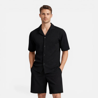 Completo Uomo in Velluto a Coste Camicia e Shorts Estivo
