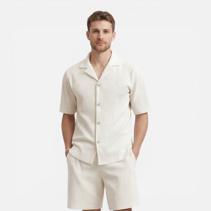 Completo Uomo in Velluto a Coste Camicia e Shorts Estivo