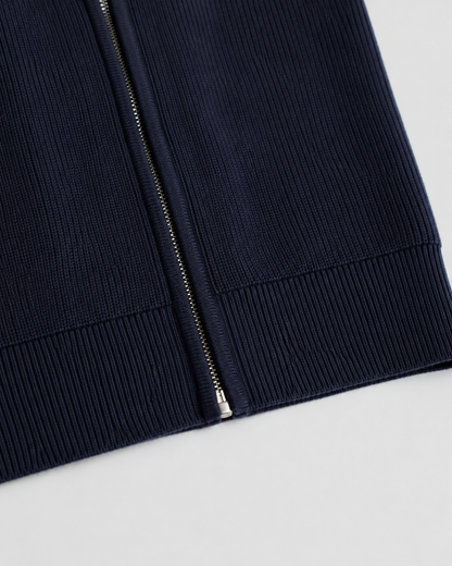 Cardigan Uomo con Zip Integrale e Collo Alto in Maglia