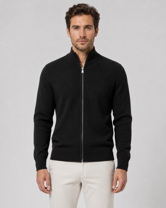 Cardigan Uomo con Zip e Collo Alto