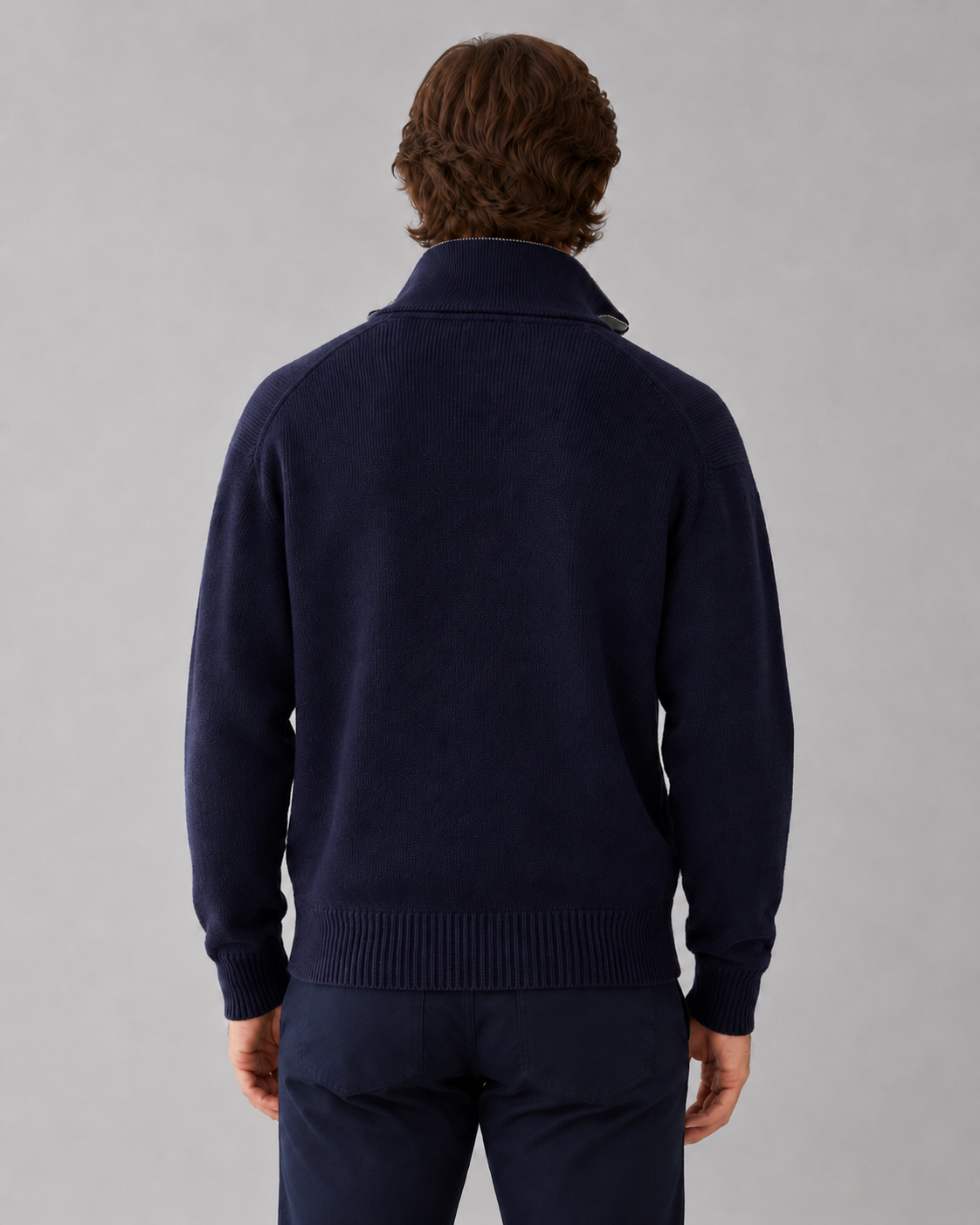 Cardigan Uomo in Maglia Full Zip Collo Alto