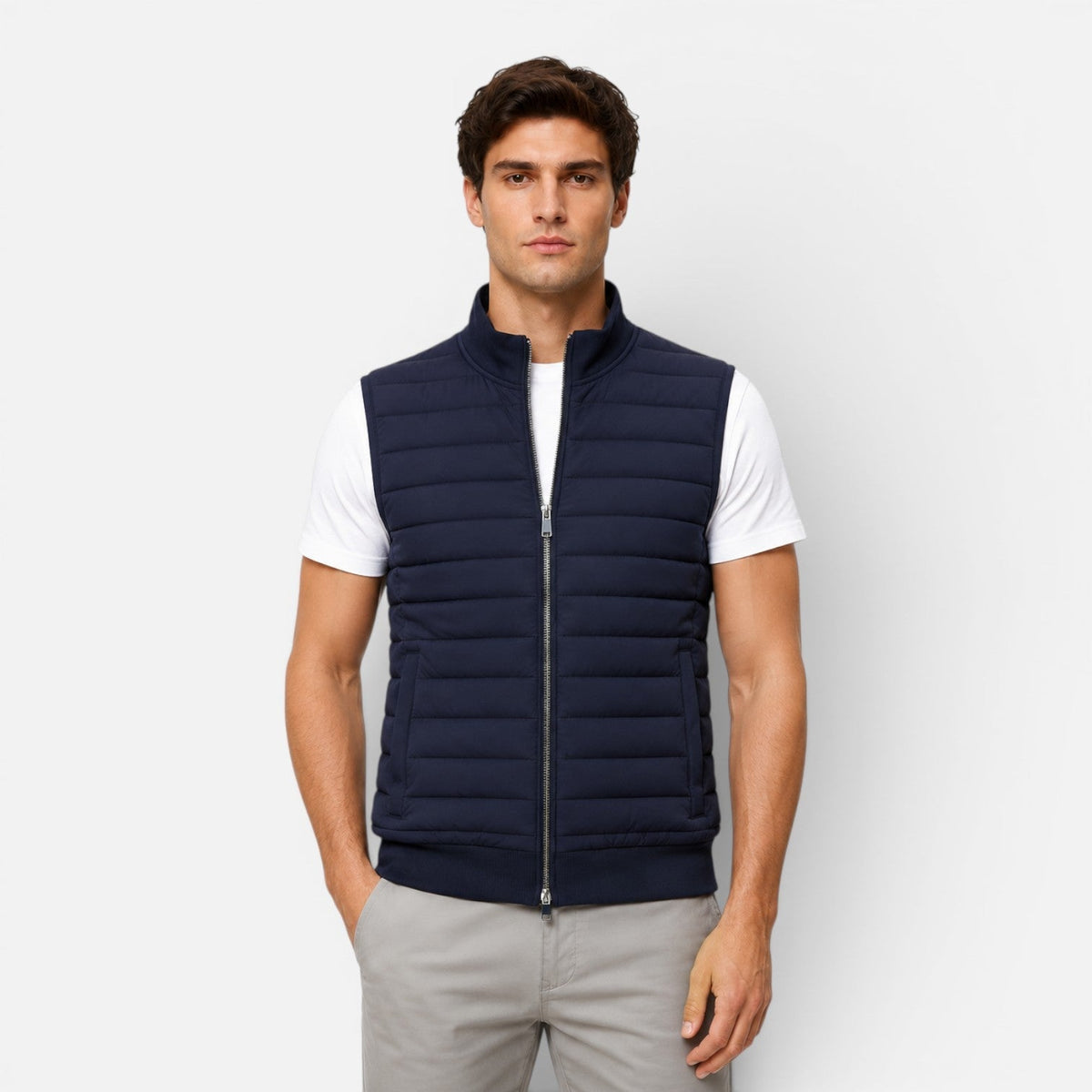 Gilet Uomo Trapuntato con Collo Alto