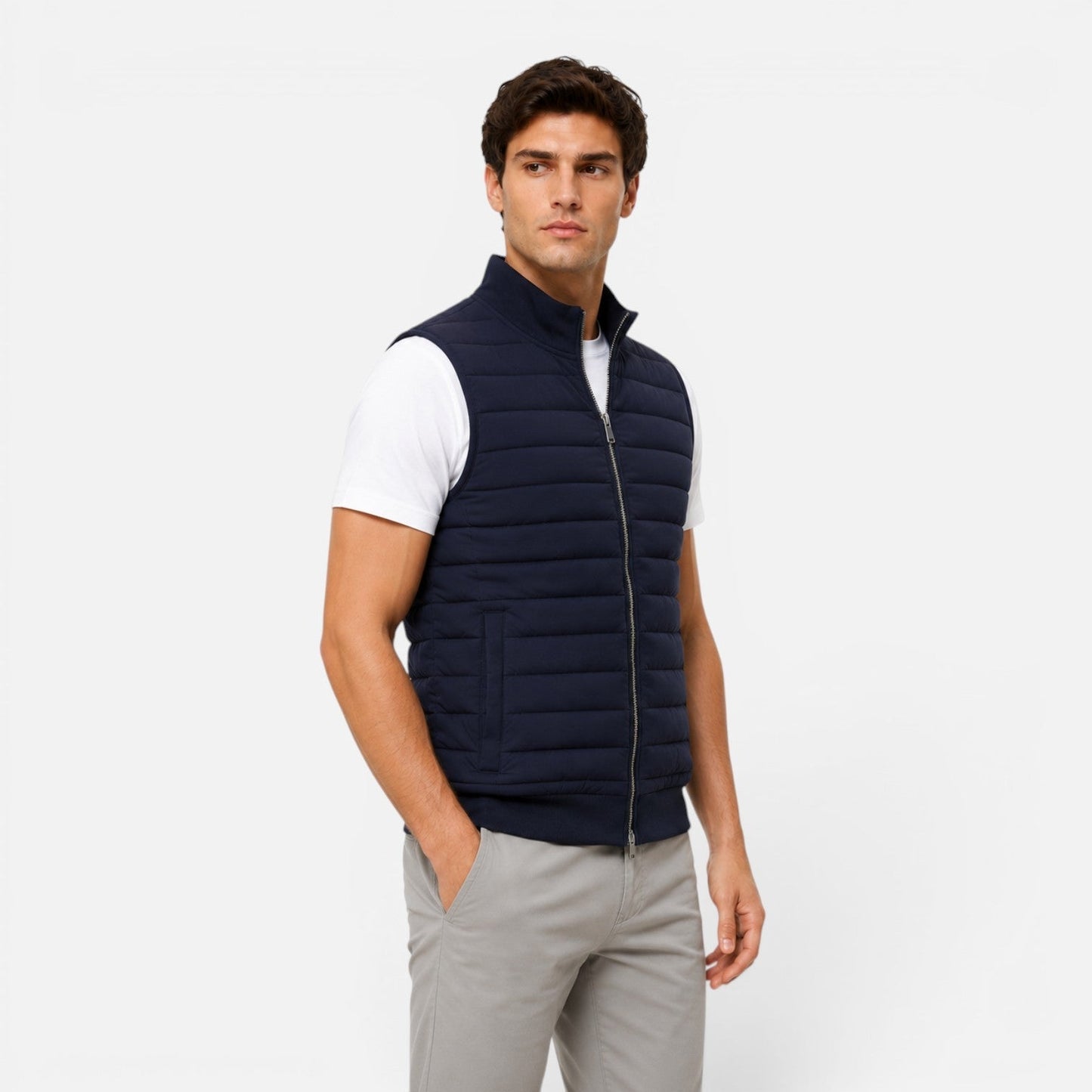 Gilet Uomo Trapuntato con Collo Alto
