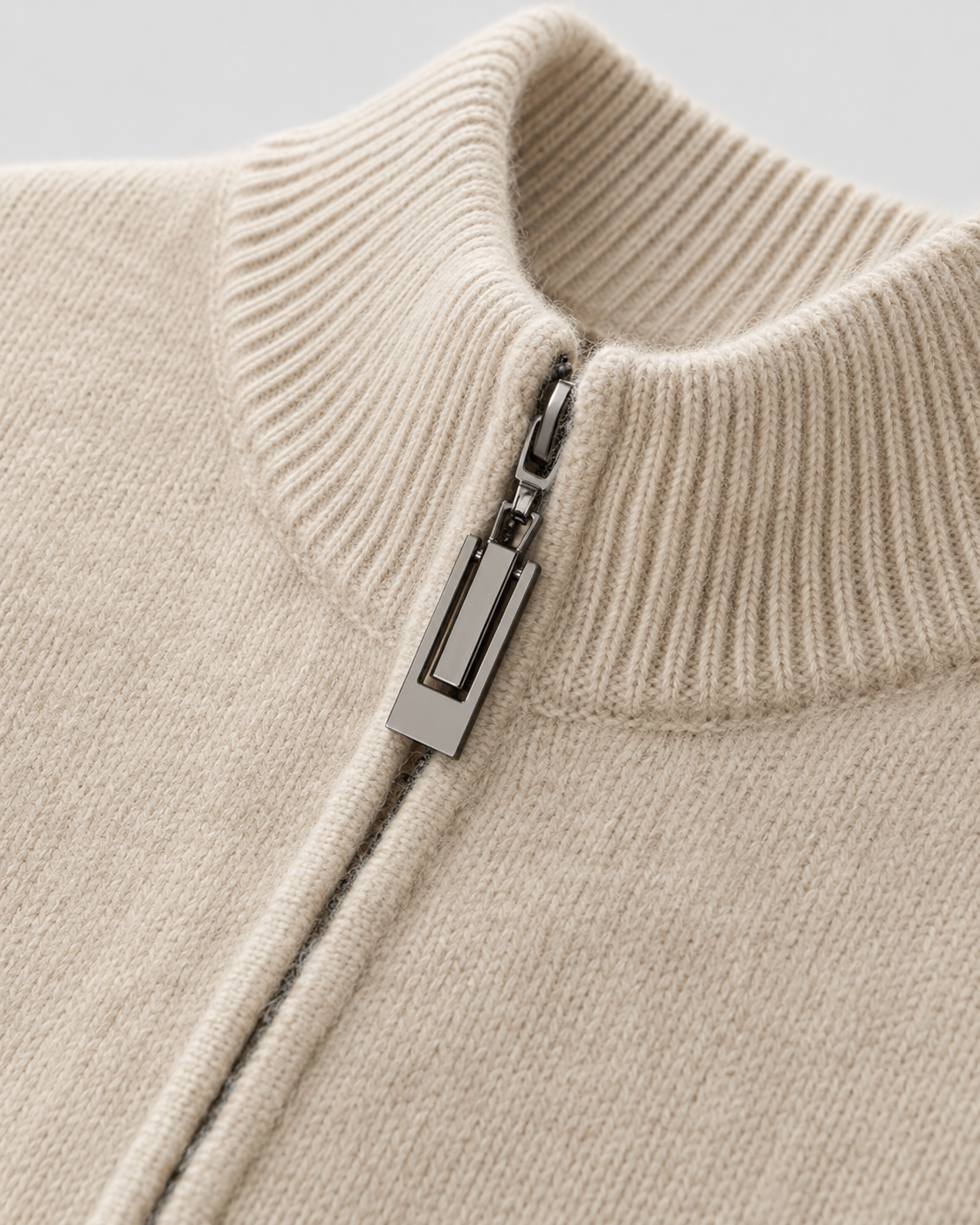 Cardigan Uomo in Lana Merino con Zip Collo Alto