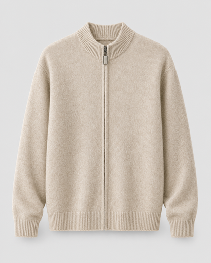 Cardigan Uomo in Lana Merino con Zip Collo Alto