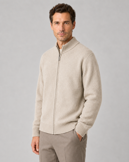 Cardigan Uomo in Lana Merino con Zip Collo Alto