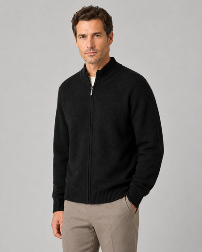 Cardigan Uomo in Lana Merino con Zip Collo Alto