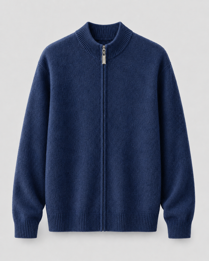 Cardigan Uomo in Lana Merino con Zip Collo Alto
