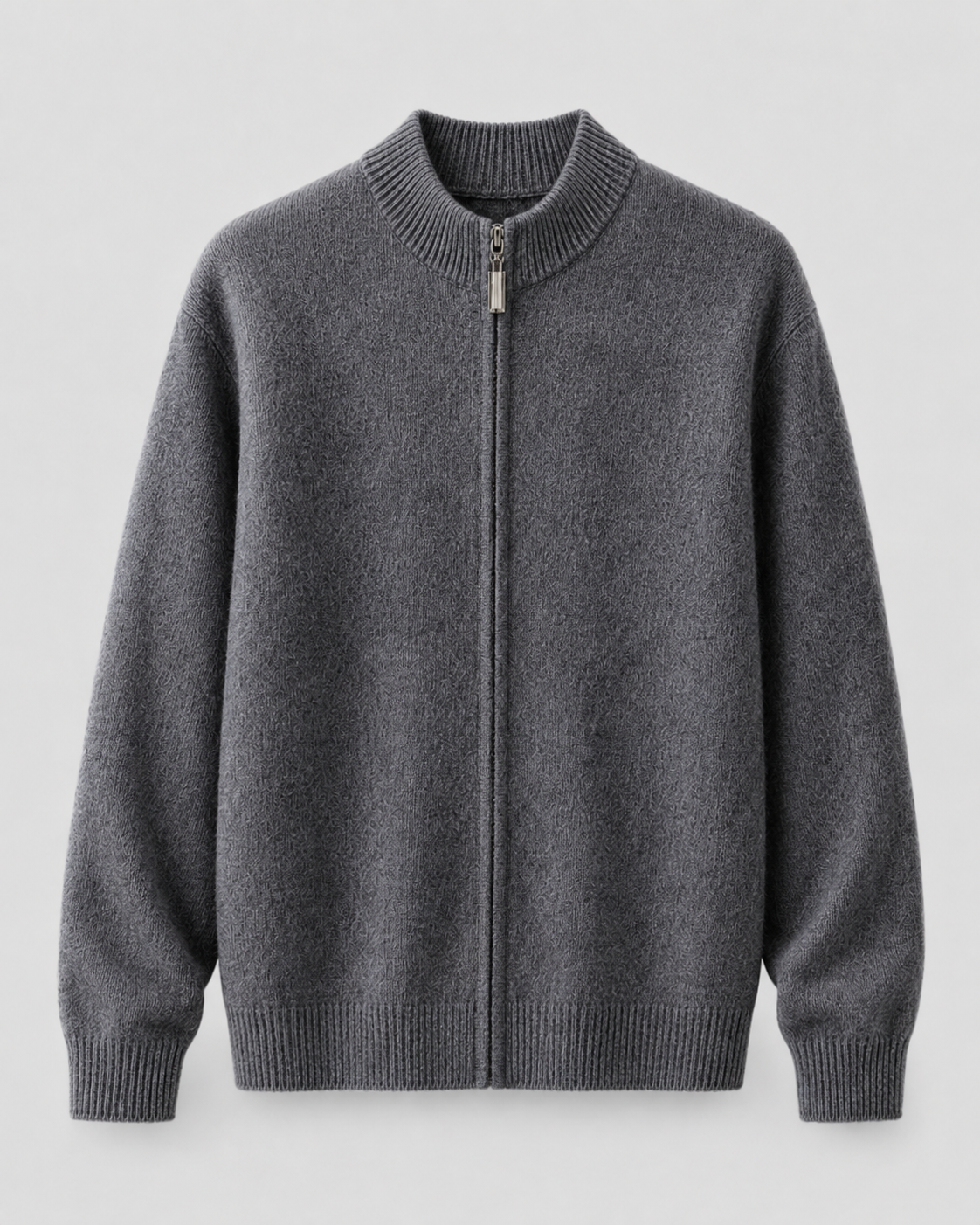 Cardigan Uomo in Lana Merino con Zip Collo Alto