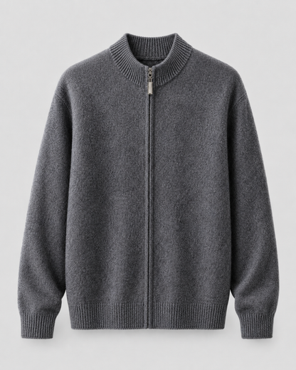 Cardigan Uomo in Lana Merino con Zip Collo Alto