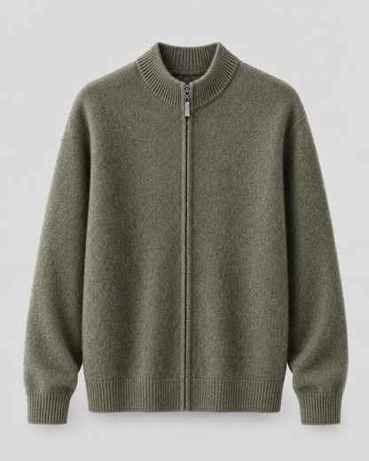 Cardigan Uomo in Lana Merino con Zip Collo Alto