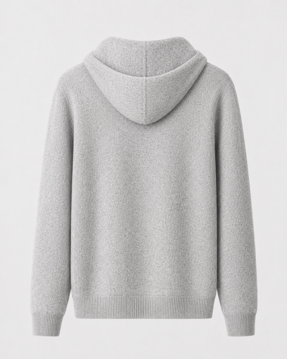 Maglione Uomo con Cappuccio in Lana Merino Full Zip Leggero