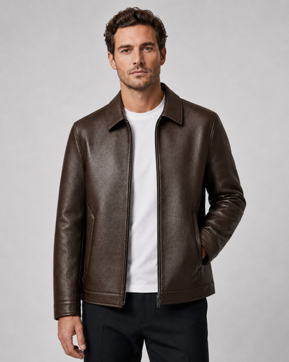 Giacca Uomo Effetto Pelle con Colletto Classico