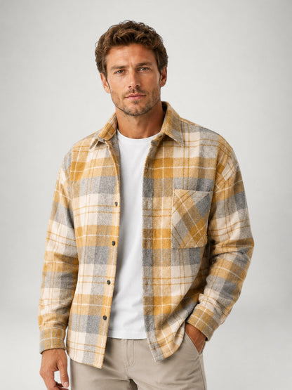 Camicia Uomo in Flanella a Quadri Maniche Lunghe