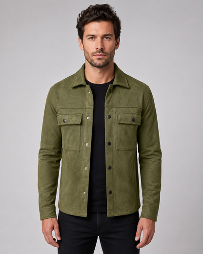 Giacca Camicia Uomo Effetto Camoscio Slim