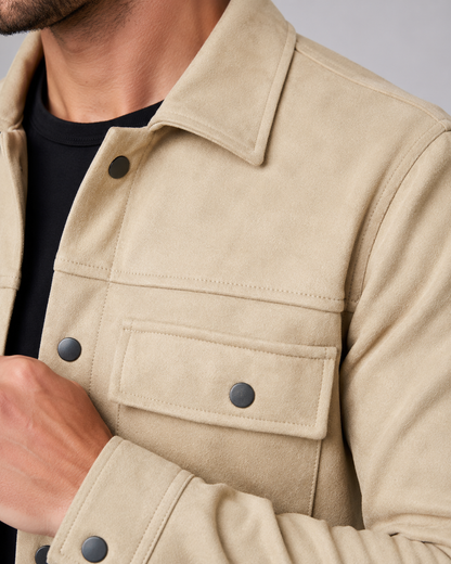Giacca Camicia Uomo Effetto Camoscio Slim