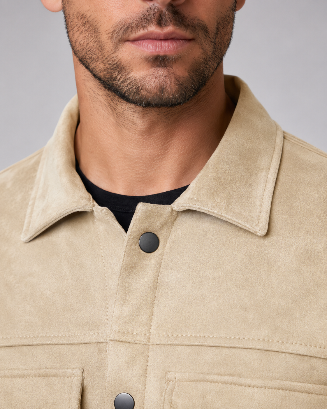 Giacca Camicia Uomo Effetto Camoscio Slim