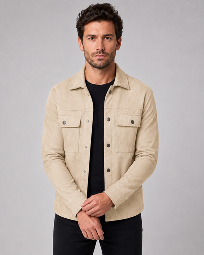 Giacca Camicia Uomo Effetto Camoscio Slim